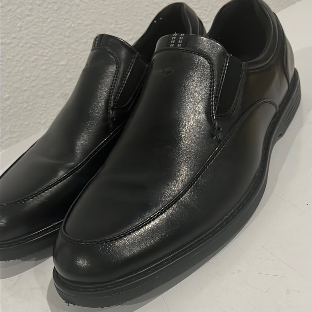 Ecco Black Leather Loafers Classic Slip-Ons - Picture 5 of 8